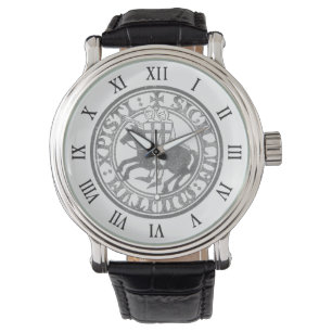 Templer-Siegel Zwei Ritter Pferd Medaillon Armbanduhr