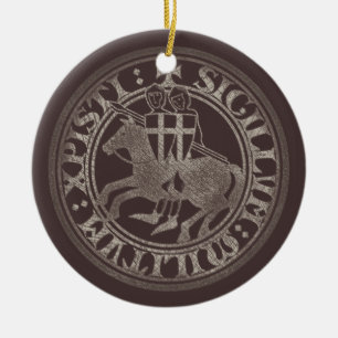 Templer-Siegel Zwei Ritter Pferd Medaillon Keramik Ornament