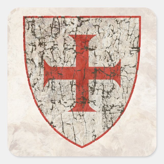 Templerkreuz, bedrückt quadratischer aufkleber (Vorderseite)