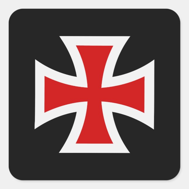 Templerkreuz Quadratischer Aufkleber (Vorderseite)