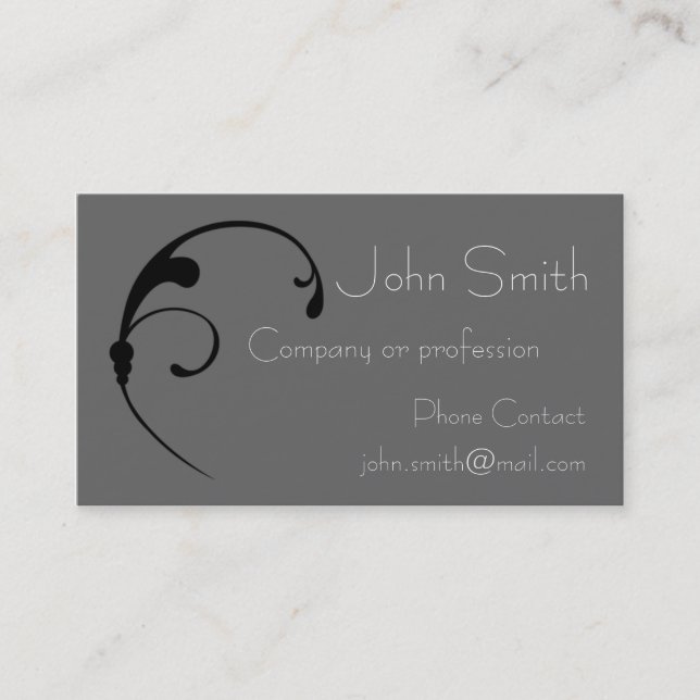 Tempo der Black Swirl Business Card Visitenkarte (Vorderseite)