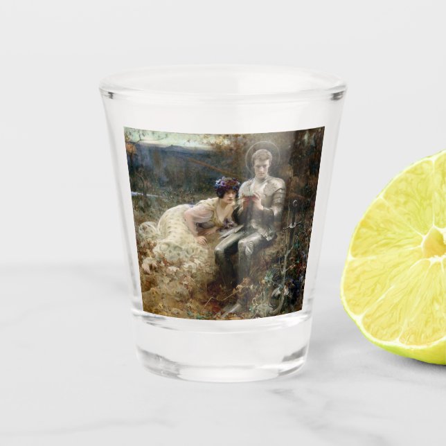 Tempo von Sir Percival (mittelalterlicher Ritter) Schnapsglas (Vorderseite)