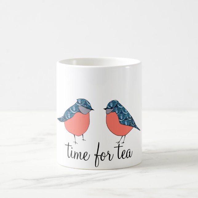 Temps bleu d'oiseau pour la tasse de thé (Centre)