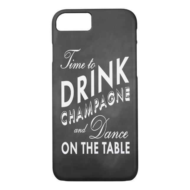 Temps de boire Champagne Chalkboard iPhone 7 Coque (Dos)