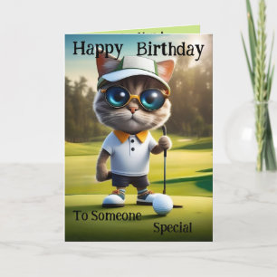 Temps de golf : Funny Cat Golf Player, Carte Anniv