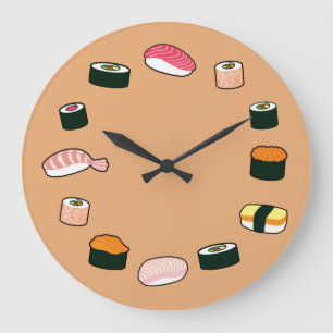 Temps de sushi ! Horloge murale (beige) géniale