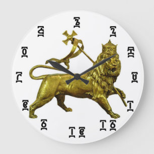 Temps éthiopien de lion d'or - (grande) horloge