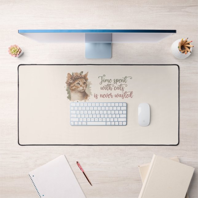 Temps passé avec chats mignon Chat Aquarelle Desig (Bureau 1)