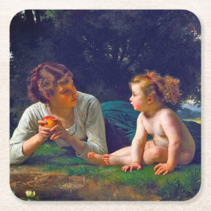 Temptation, Bouguereau Rechteckiger Pappuntersetzer