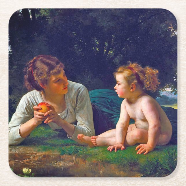 Temptation, Bouguereau Rechteckiger Pappuntersetzer (Vorderseite)