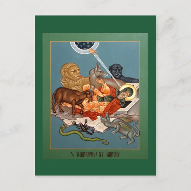 Temptation der St. Anthony-Gebetskarte Postkarte (Vorderseite)