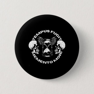 Tempus Fugit Memento Mori Skull Gothic Design Button