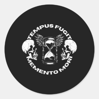 Tempus Fugit Memento Mori Skull Gothic Design Runder Aufkleber