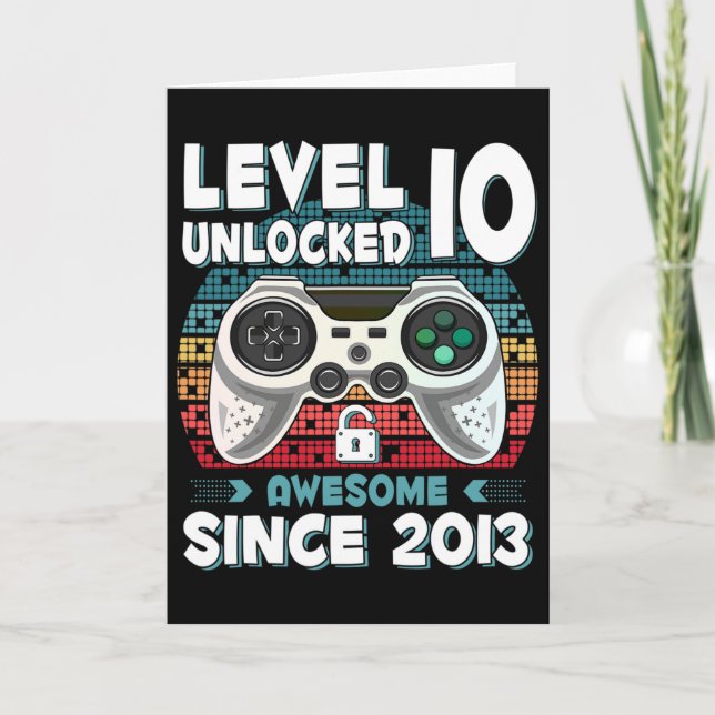 Ten 10yr Bday Son Boy Funny Gamer 10th 10 Year Old Karte (Vorderseite)