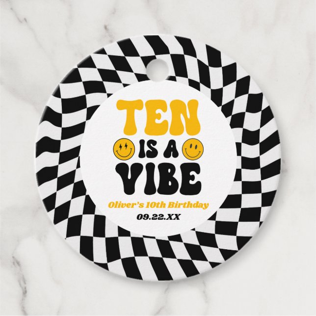 Ten Is A Vibe Retro Tenth 10th Birthday Party Geschenkanhänger (Vorderseite)