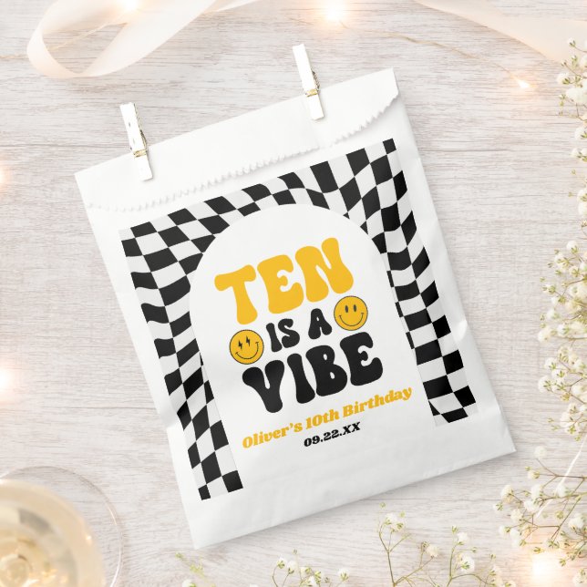 Ten Is A Vibe Retro Tenth 10th Birthday Party Geschenktütchen (Ausgeschnitten)