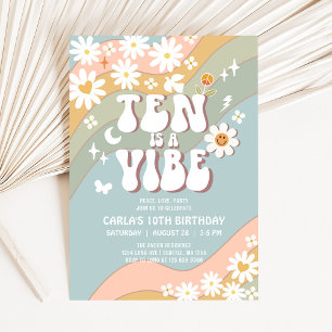 TEN ist eine Stimmung Daisy Hippie 70er Retro Gebu Einladung