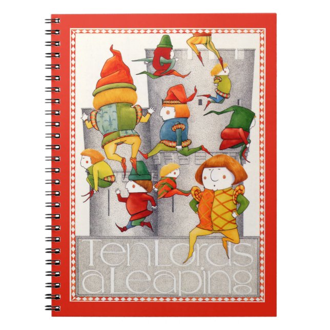 TEN LORDS A LEAPING 6.5x8.75 Spiral Notebook - Red Notizblock (Vorderseite)