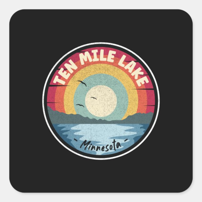Ten Mile Lake Minnesota Quadratischer Aufkleber (Vorderseite)