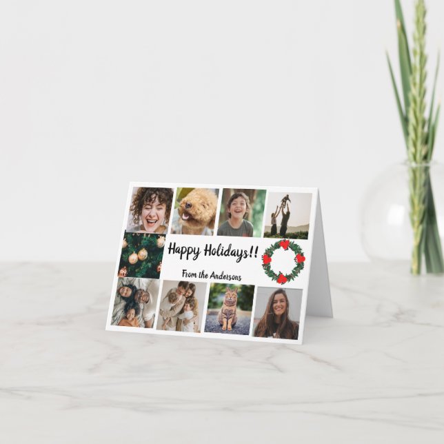 Ten Photo Template Simple Christmas Feiertagskarte (Vorderseite)