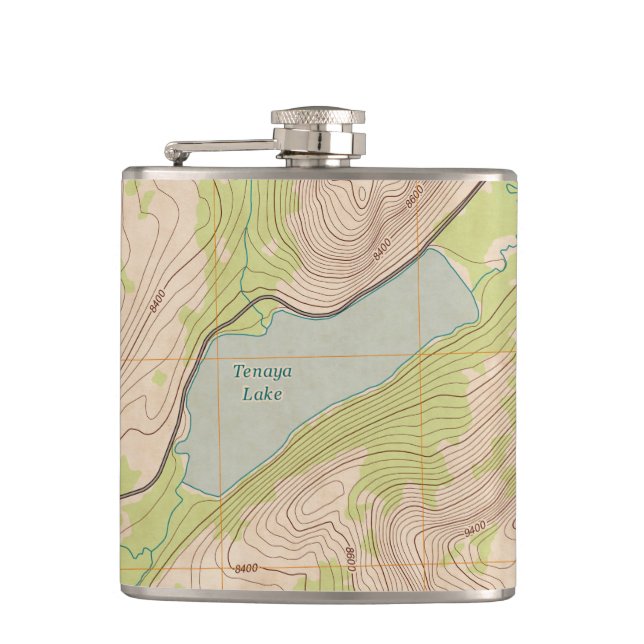 Tenaya Lake, Yosemite Topographische Karte Flachmann (Vorderseite)