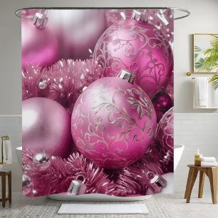 Tendance Blush rose boule de Noël rideau de douche