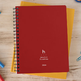 Tendance Crimson rouge moderne Monogramme hebdomad