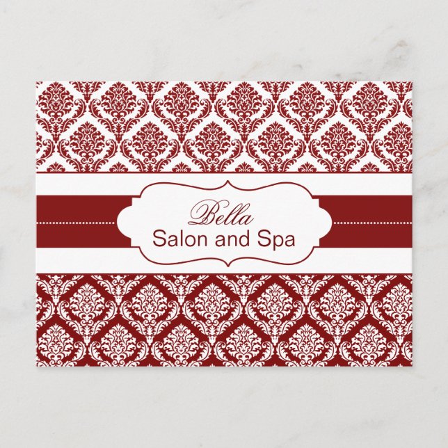 tendance damask rouge business ThankYou Cartes (Devant)