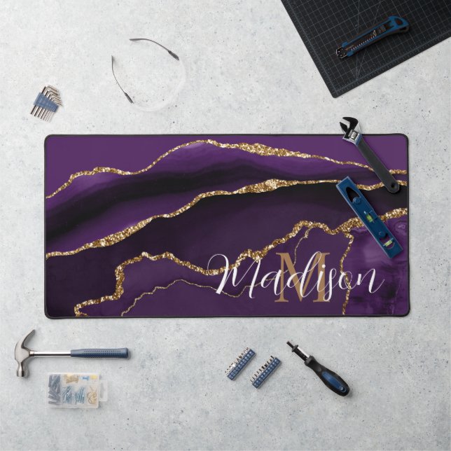 Tendance Girly Purple Agate Gold Parties scintilla (Poste de travail)