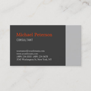 Tendance Grey Orange Moderne Consultant Carte de v