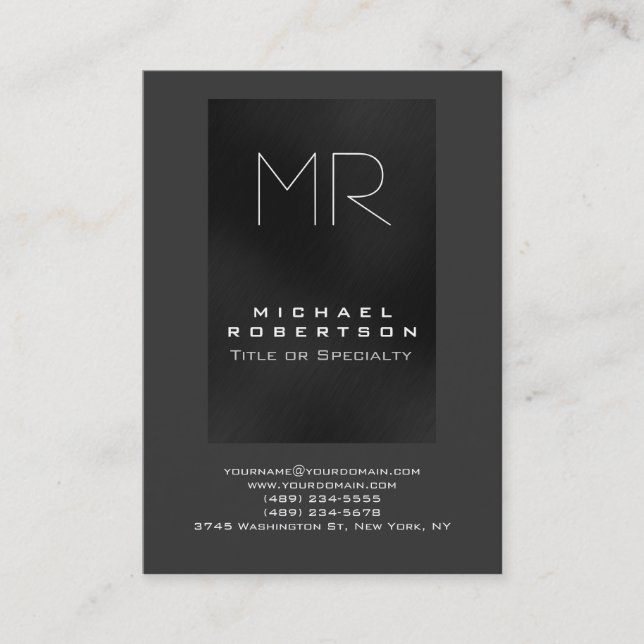 Tendance Monogramme nuances de gris Chubby Carte d (Devant)