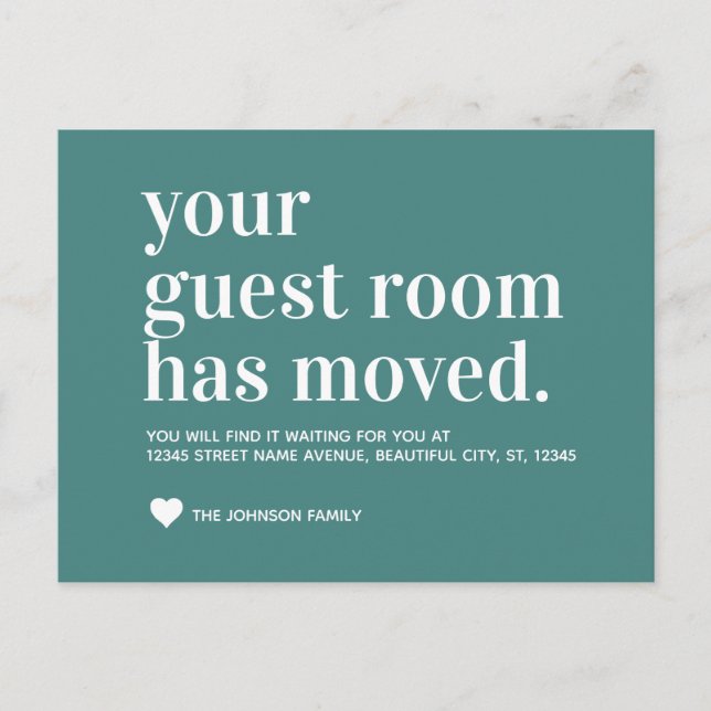 Tendance Moss Green Guest Room Moving Faire-part (Devant)