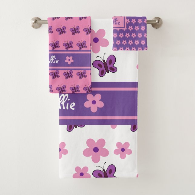 Tendance rose violet Fleurs blanches Papillons Enf (En situation)