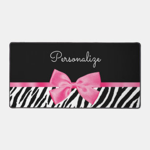 Tendance Zebra Print Chic Hot Rose Bow et nom
