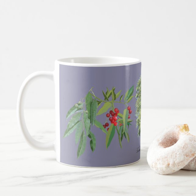 Tendência ilustração botânica Claraíba lilás Kaffeetasse (Mit Donut)