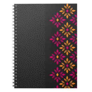 Tendenz Schwarzes & Farbige florale Spiralnotizbuc Notizblock