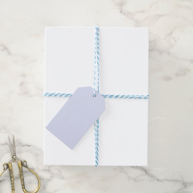 Tender Baby Blue Pale Sky Blue and White Stripe Geschenkanhänger (Mit Garn)