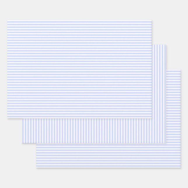 Tender Baby Blue Pale Sky Blue and White Stripe Geschenkpapier Set (Set)
