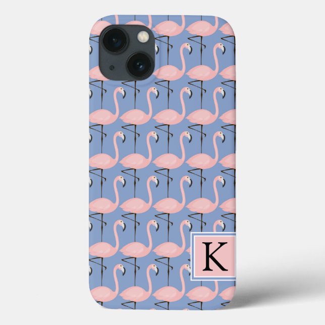 Tender Flamingo Muster | Monogramm Case-Mate iPhone Hülle (Rückseite)