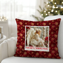 Tender Red and Gold Victorian Angel Christmas  Kissen