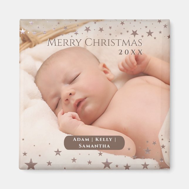 Tender Starry Weihnachten Personalisiertes Foto Ur Magnet (Vorne)
