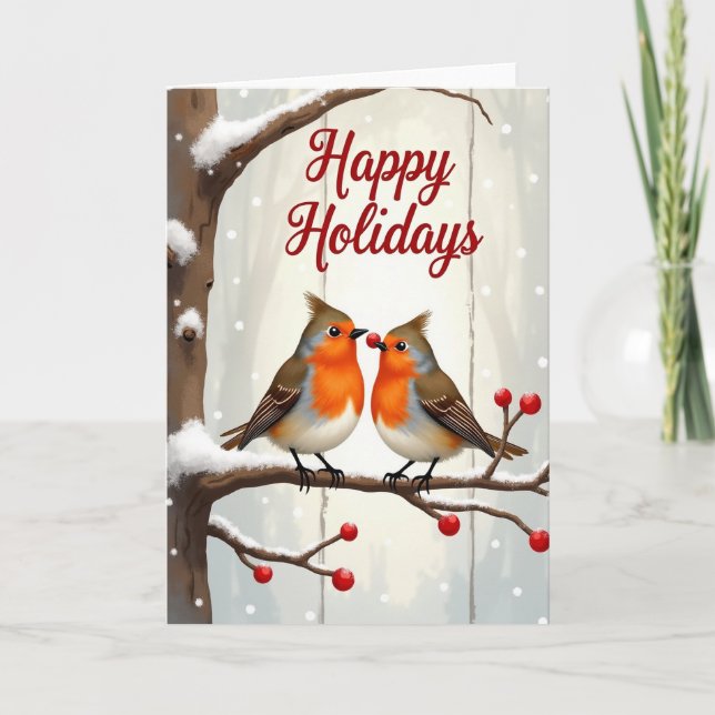 Tender Winter Bird Karte (Vorderseite)