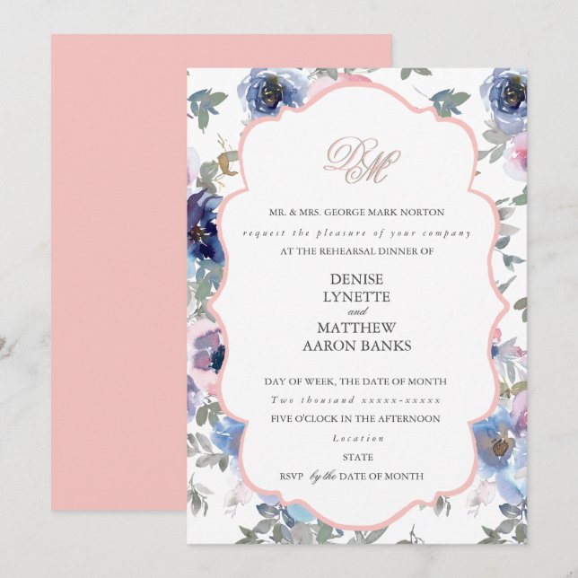 Tendre ensemble de mariage Invitation rose Gossame (Devant / Derrière)