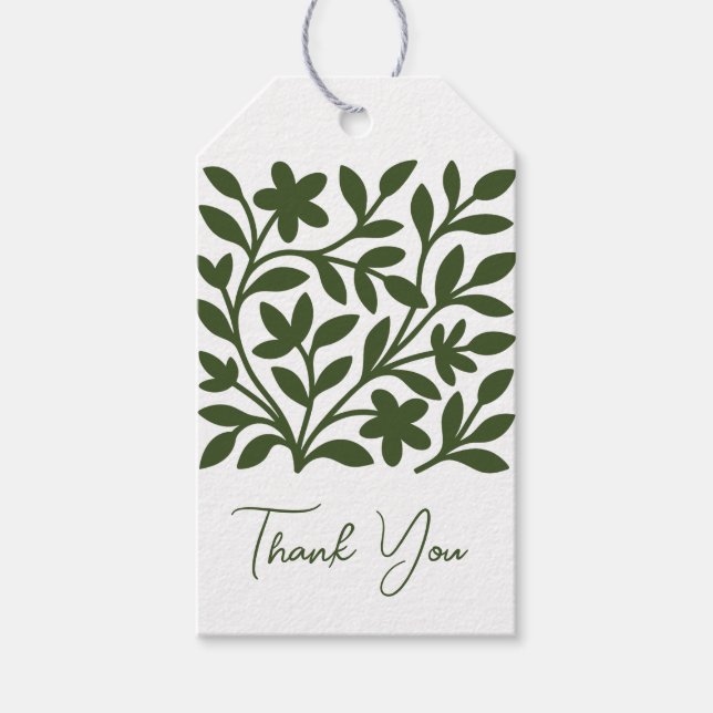 Tendril Garden Green Vine Floral Blätter Geschenkanhänger (Vorderseite)
