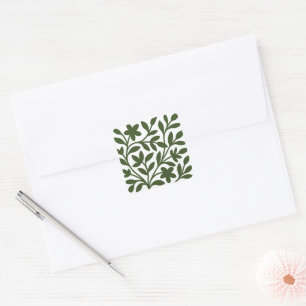 Tendril Garden Green Vine Floral Blätter Quadratischer Aufkleber