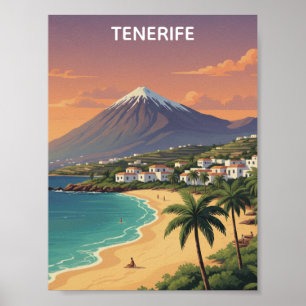 Tenerife Mount Teide Kanarische Insel Vintage Reis Poster