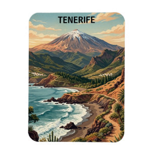 Tenerife Retro Reise Vintage Mount Teide & Strand Magnet