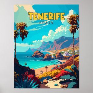 Tenerife Spanien Vintage-Reiseillustration Poster