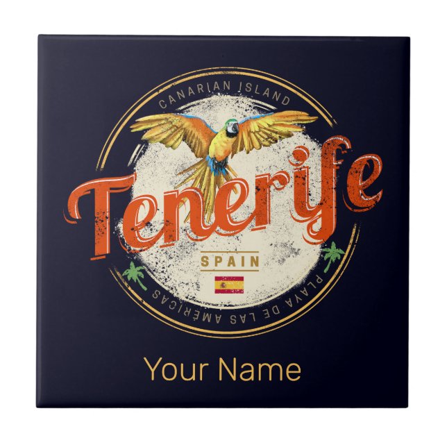 Teneriffa und Parrot Kanarische Inseln Spanien Vin Fliese (Vorderseite)