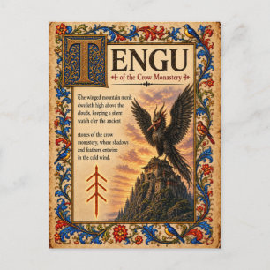 Tengu, mittelalterliche Bestiarien-Kunst Postkarte
